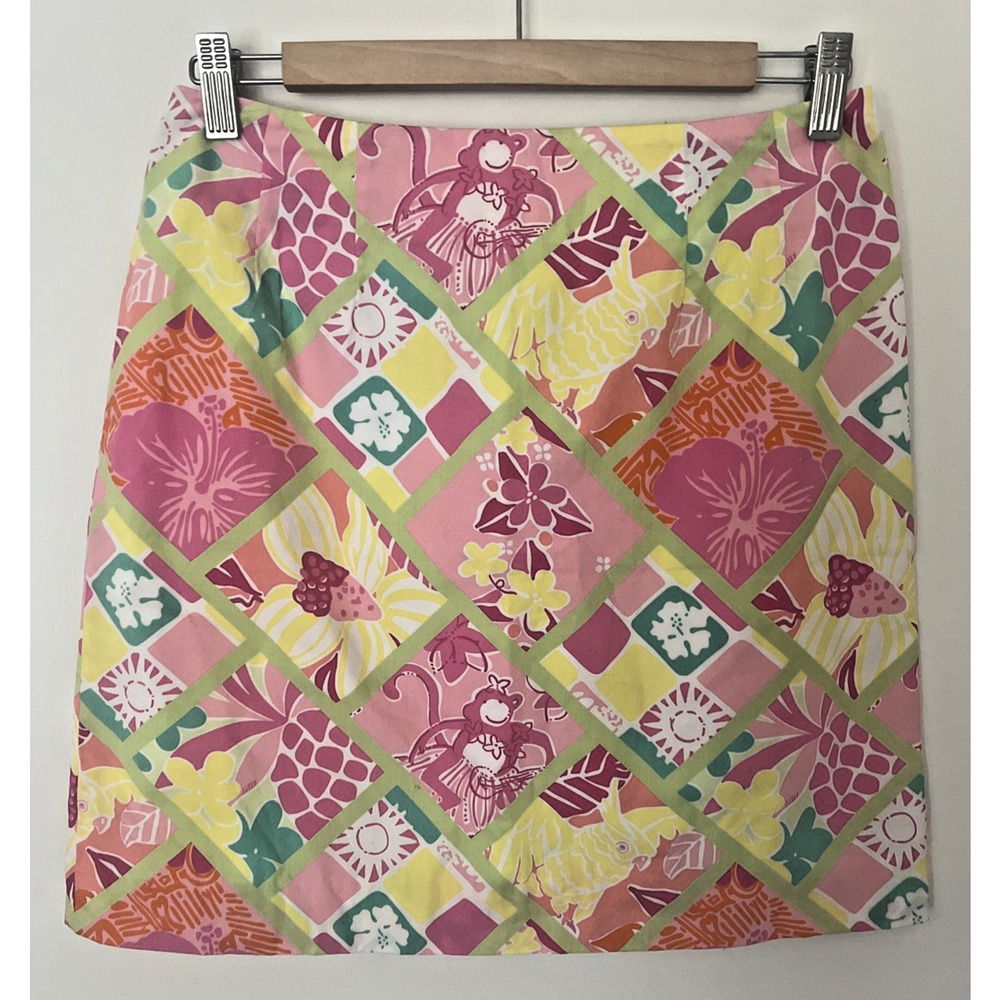 Vintage Lilly Pulitzer Mini Skirt Size 4 Pastel Tropical Print